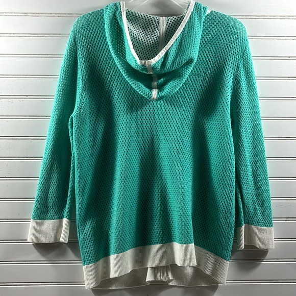 CHRISTOPHER & BANKS TEAL MESH HOODIE SIZE L - Picture 3 of 8